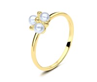 Pearl Gold Plated Silver Rings NSR-2831-GP